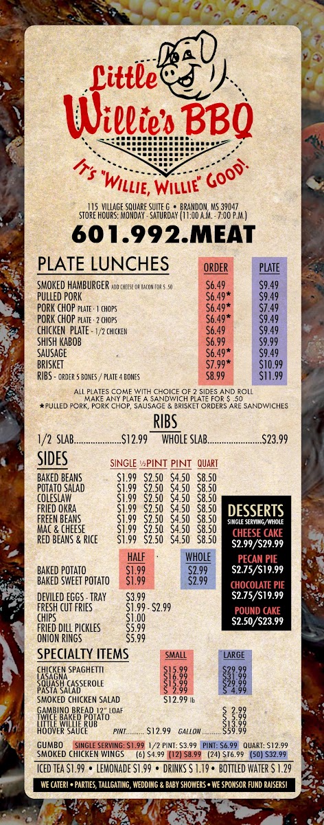 Menu Little Willie's Bbq-1